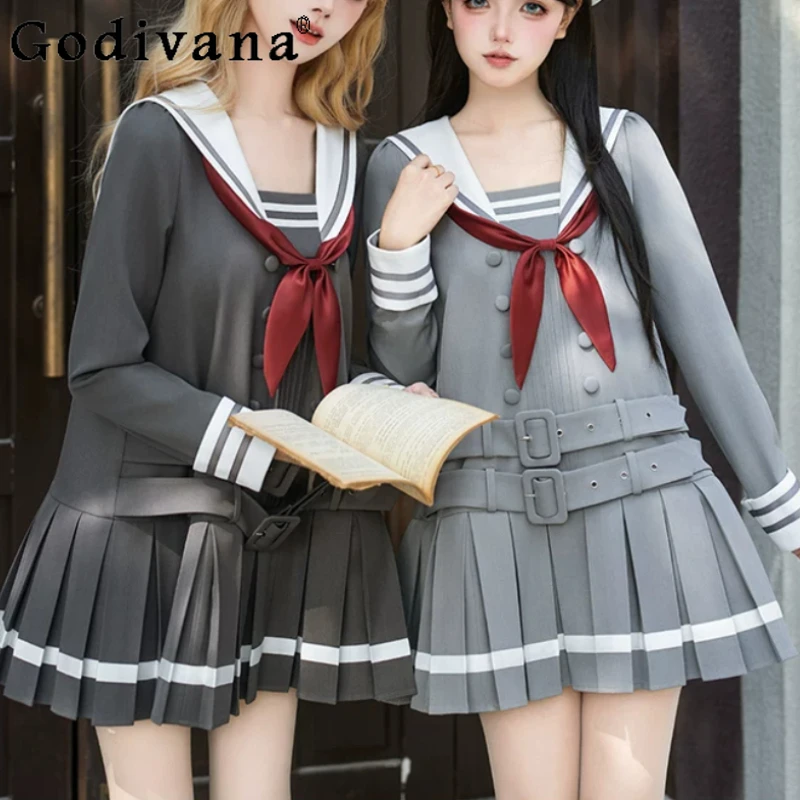 Spring Autumn Loose Sweet Navy Neck Long Sleeve Lolita College Dress Grey High Waist A-line Age Reducing Pleated Girl Dresses
Spring Autumn Loose Sweet Navy Neck Long Sleeve Lolita College Dress Grey High Waist A-line Age Reducing Pleated Girl Dresses