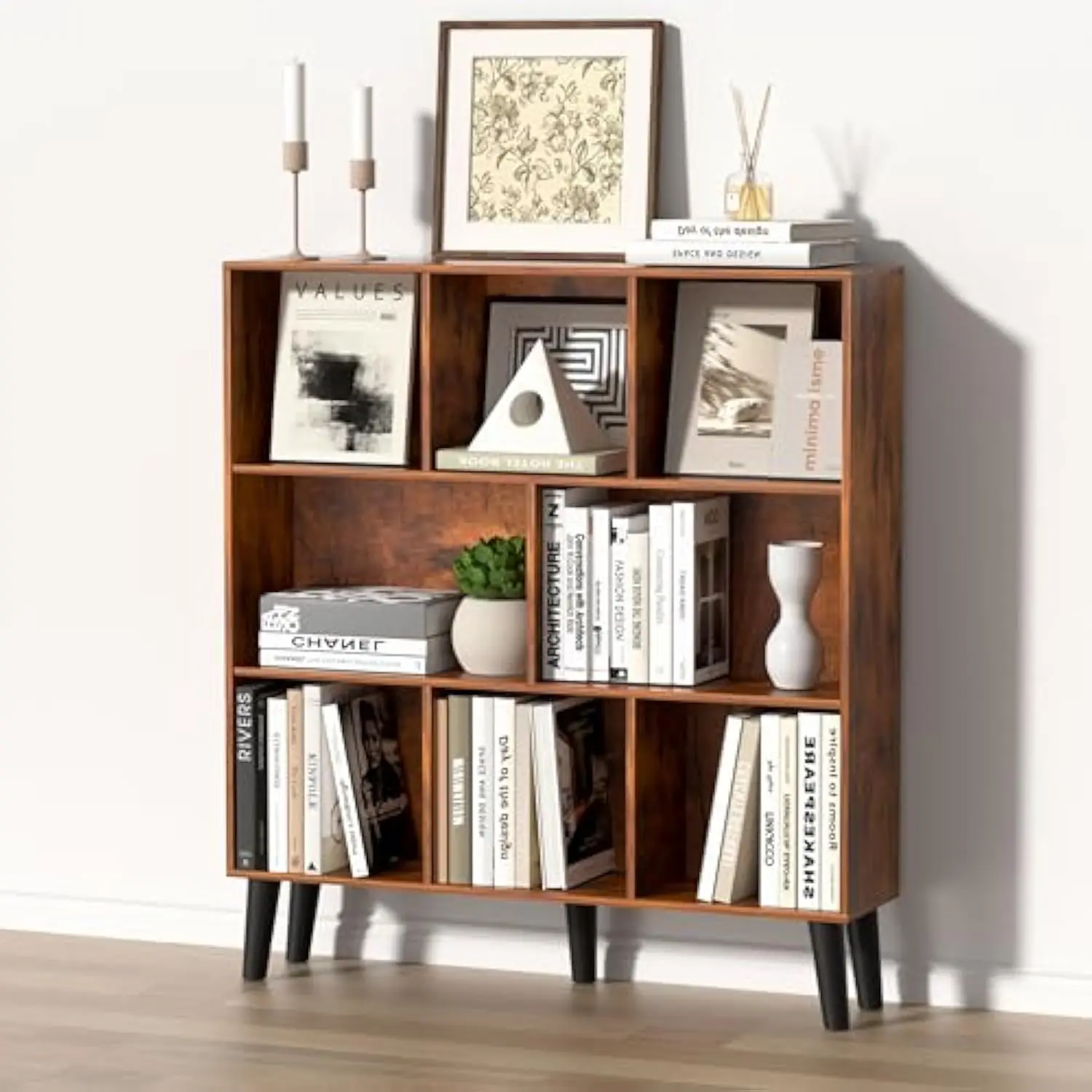 8 Cube Storage Organizer with Legs, 3 Tier Cube Low Bookcase Freestanding Storage Display Organizer for Home Office, Three-Cube
8 Cube Storage Organizer with Legs, 3 Tier Cube Low Bookcase Freestanding Storage Display Organizer for Home Office, Three-Cube