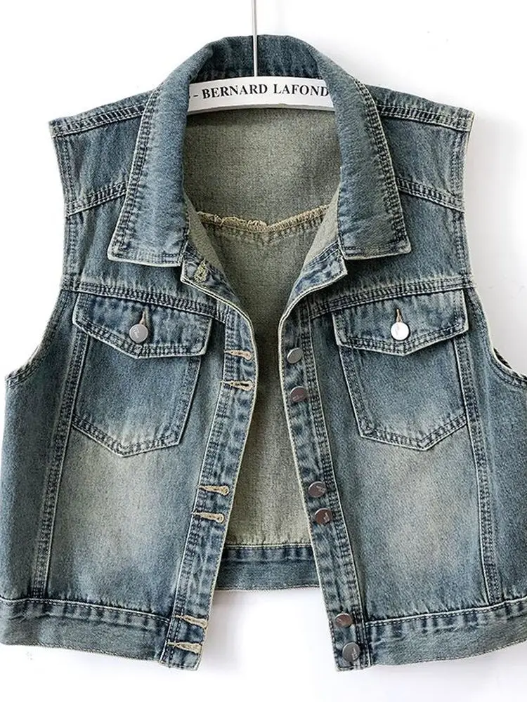 Fashionable Denim Vest Women's Collared Top Layering Trendy Spring Summer Versatile Short Size Matching Shoulder Pad
Fashionable Denim Vest Women's Collared Top Layering Trendy Spring Summer Versatile Short Size Matching Shoulder Pad