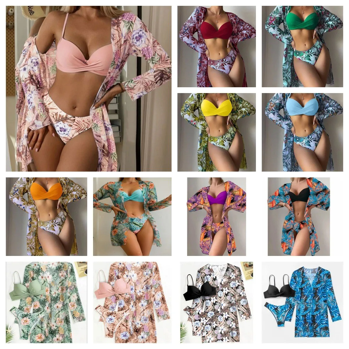 Floral Print Bikini High Waist Brief Kimono Style Bikinis Tropical Print Sheer Overlay Swimwear V Neck Cropped Oversized Two
Floral Print Bikini High Waist Brief Kimono Style Bikinis Tropical Print Sheer Overlay Swimwear V Neck Cropped Oversized Two