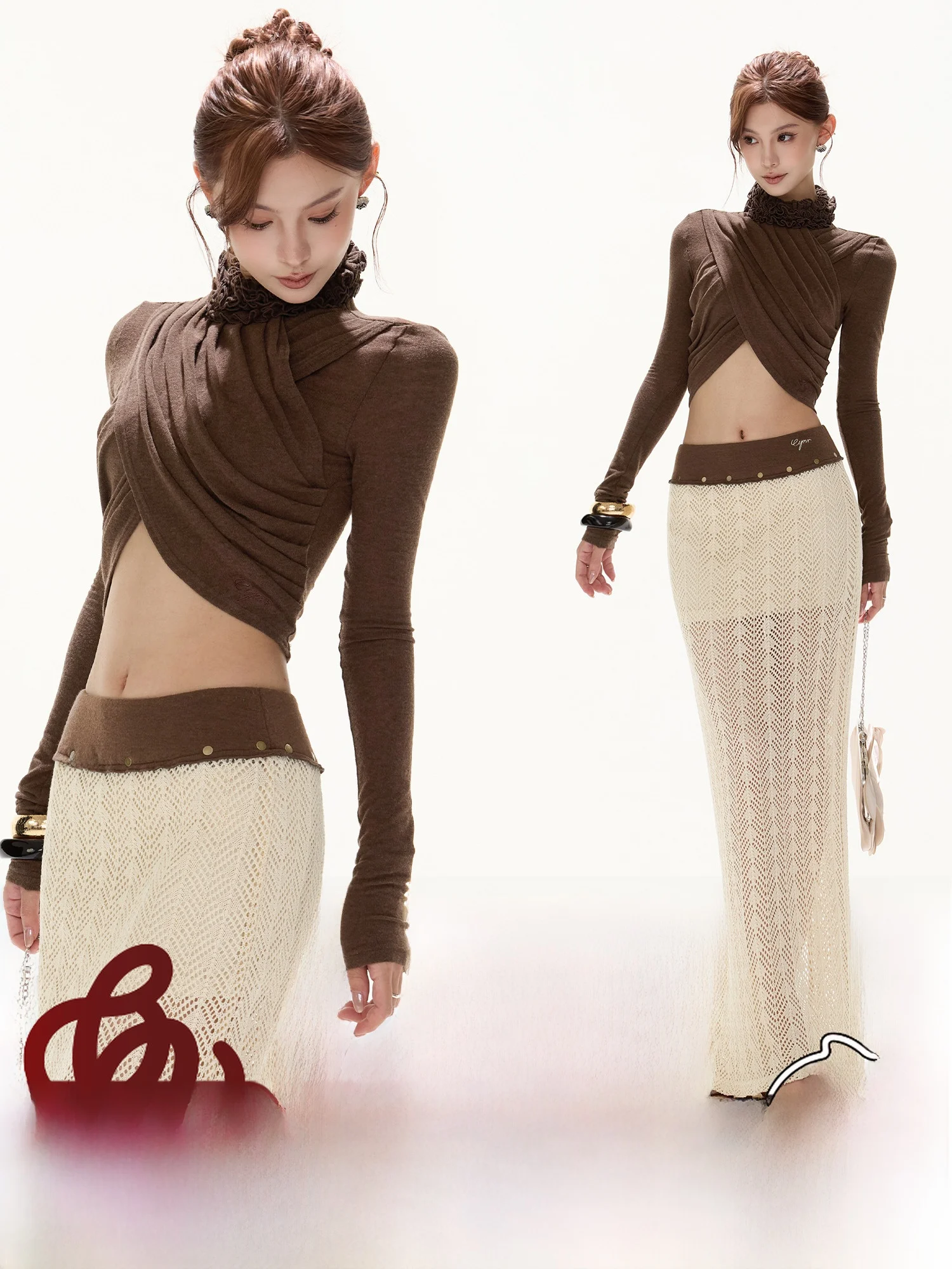 CYNR оригинальный дизайн, сексуальный укороченный топ с высоким воротником, перекрещенный плиссированный вязаный топ Spicy Girl irt с деревянной отделкой, повседневный St...
CYNR оригинальный дизайн, сексуальный укороченный топ с высоким воротником, перекрещенный плиссированный вязаный топ Spicy Girl irt с деревянной отделкой, повседневный St...