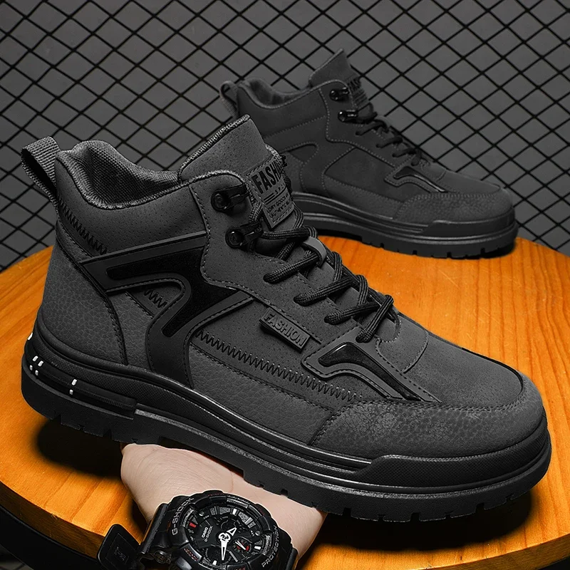 Fashion Thick Soled Quality Short Boots Versatile Trendy Men's Work Shoes Lace Up Casual Sports British Style Men Platform Boots
Fashion Thick Soled Quality Short Boots Versatile Trendy Men's Work Shoes Lace Up Casual Sports British Style Men Platform Boots