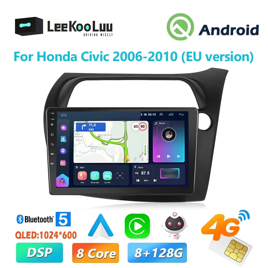 LeeKooLuu 2Din Car Radio Android Wireless CarPlay Android Auto For Honda Civic 2006-2010 Autoradio GPS WiFi Multimedia Player
LeeKooLuu 2Din Car Radio Android Wireless CarPlay Android Auto For Honda Civic 2006-2010 Autoradio GPS WiFi Multimedia Player