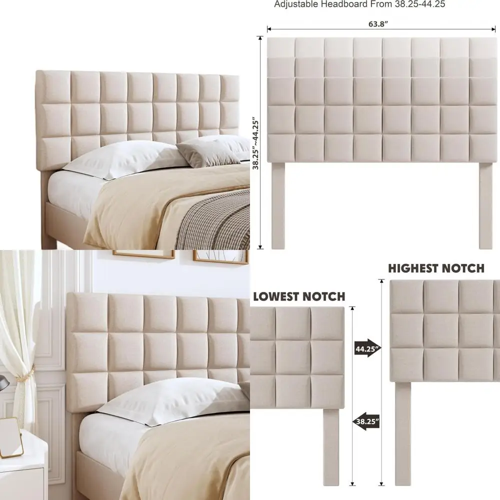 Queen Size Upholstered Linen Bed Board, Adjustable Height 38-44, Durable Solid Wood, Beige
Queen Size Upholstered Linen Bed Board, Adjustable Height 38-44, Durable Solid Wood, Beige