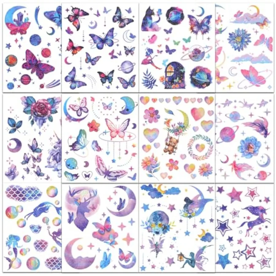 Glitter Temporary Tattoos for Girls, 12 Sheets of Mixed Butterfly, Fairy, Mermaid Tattoo Stickers for,Waterproof Fake Tattoos f
Glitter Temporary Tattoos for Girls, 12 Sheets of Mixed Butterfly, Fairy, Mermaid Tattoo Stickers for,Waterproof Fake Tattoos f