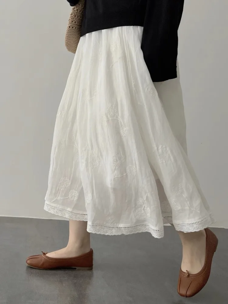 Retro Japanese Style Gentle White Fairy Tale Loose Slim Cotton Linen Women's Mid-Length A-Line Skirt Summer New Artistic
Retro Japanese Style Gentle White Fairy Tale Loose Slim Cotton Linen Women's Mid-Length A-Line Skirt Summer New Artistic