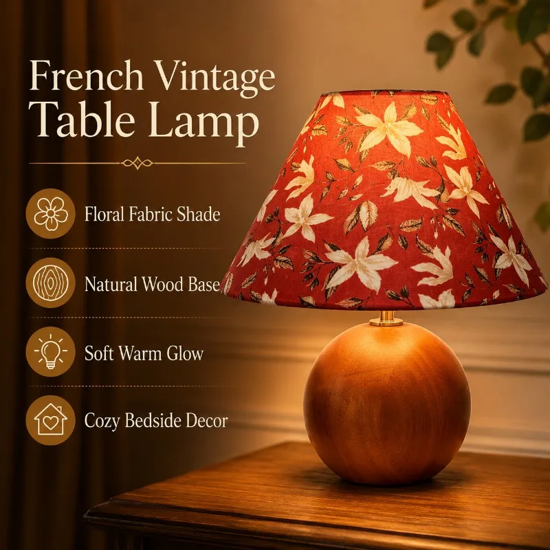 Aesthetic Solid Wood Ball Table Lamp With Floral Fabric Shade 3-Color Dimmable LED Bedside Lamp For Bedroom Living Room
Aesthetic Solid Wood Ball Table Lamp With Floral Fabric Shade 3-Color Dimmable LED Bedside Lamp For Bedroom Living Room