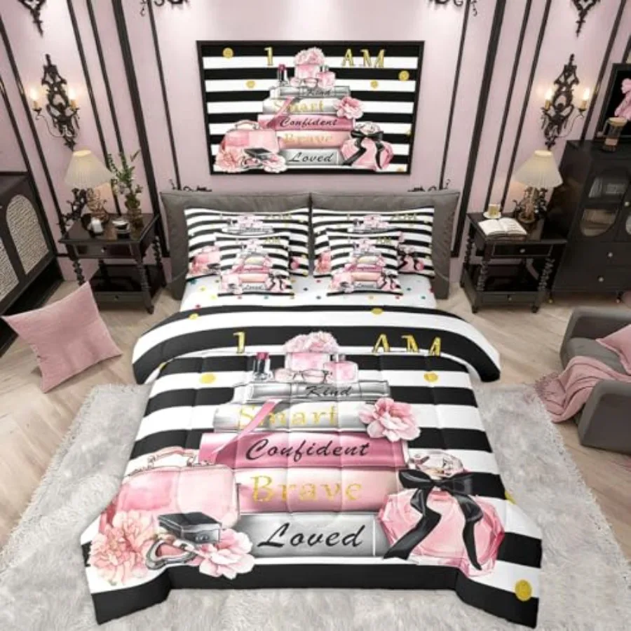 Fashion Comforter Set with Sheets for Girls Girly Modern Inspirational Quotes Women Abstract Stripes Bed in a Bag Books Floral
Fashion Comforter Set with Sheets for Girls Girly Modern Inspirational Quotes Women Abstract Stripes Bed in a Bag Books Floral