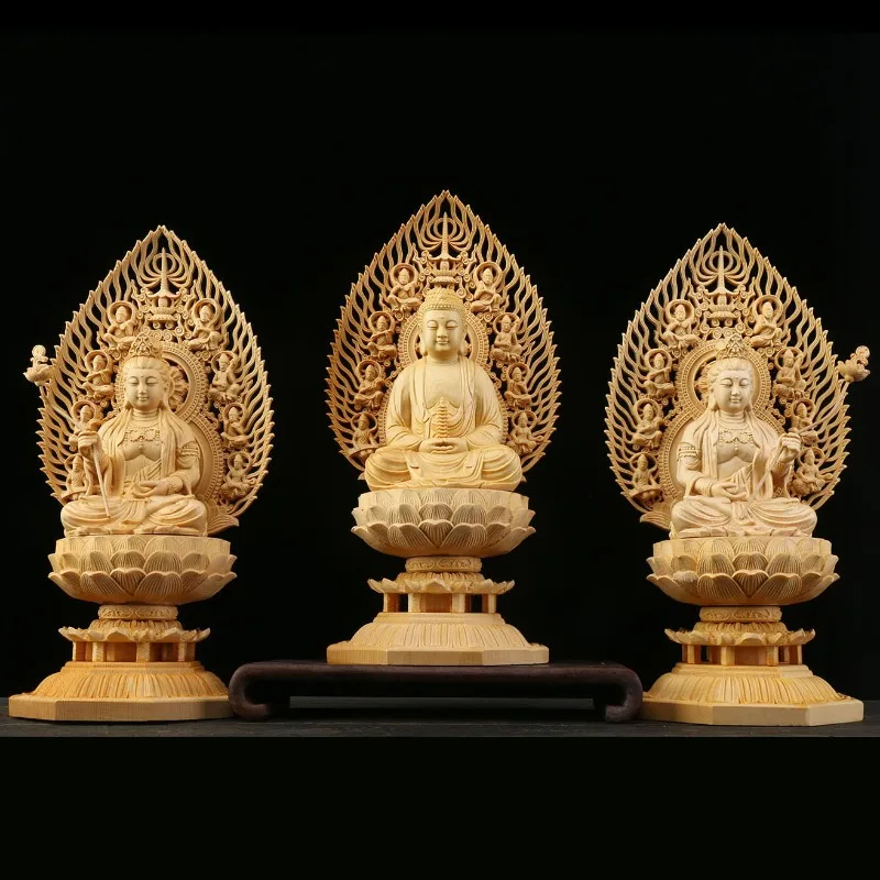 Cypress wood carved Bodhisattva and Medicine Buddha statue enshrined, solid wood carved statue ornaments, home decorations
Cypress wood carved Bodhisattva and Medicine Buddha statue enshrined, solid wood carved statue ornaments, home decorations