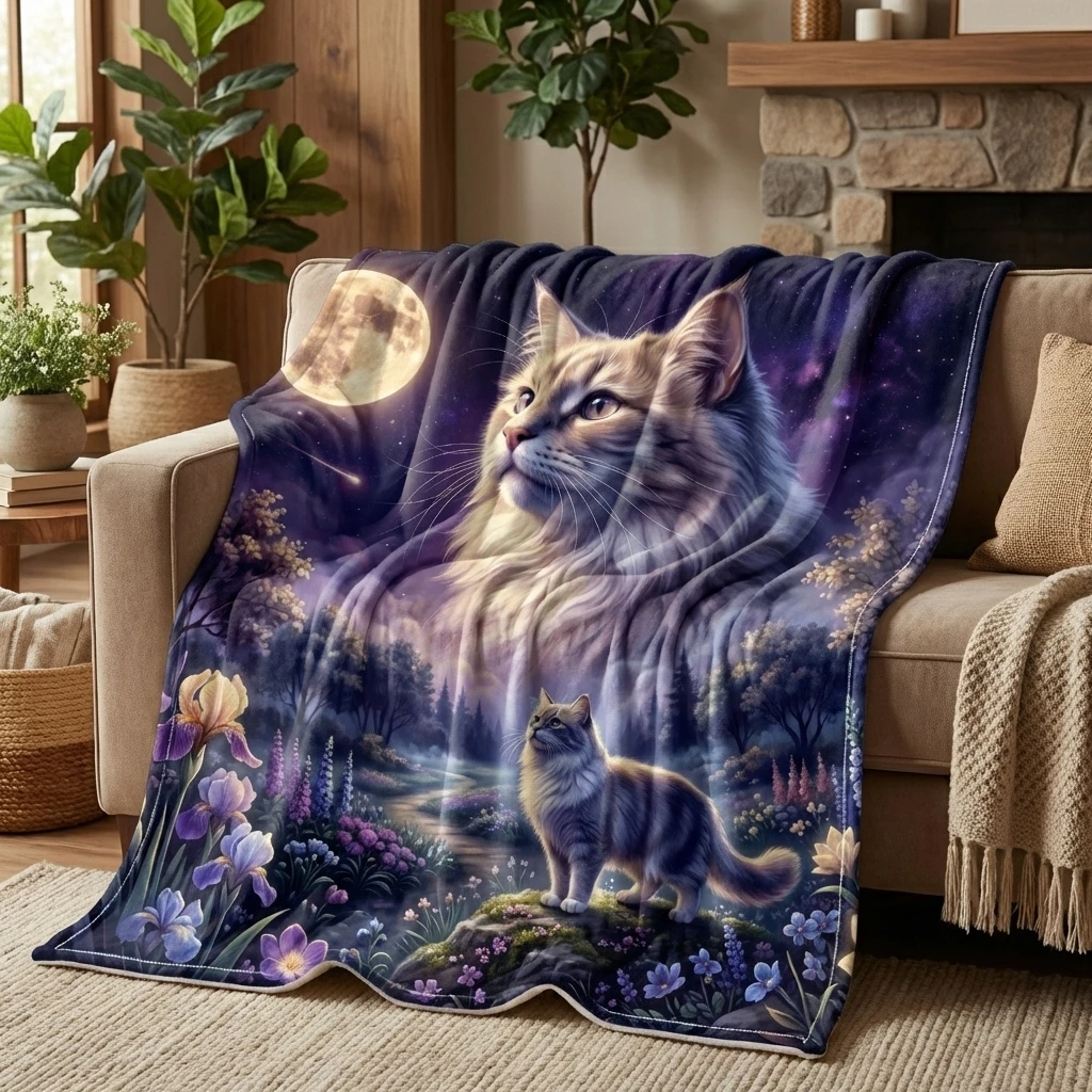 Soft Mystical Purple Night Cat Art Flannel Throw Blanket, Ultra Soft All-Season Throw Blanket as Gift for Cat Moms
Soft Mystical Purple Night Cat Art Flannel Throw Blanket, Ultra Soft All-Season Throw Blanket as Gift for Cat Moms