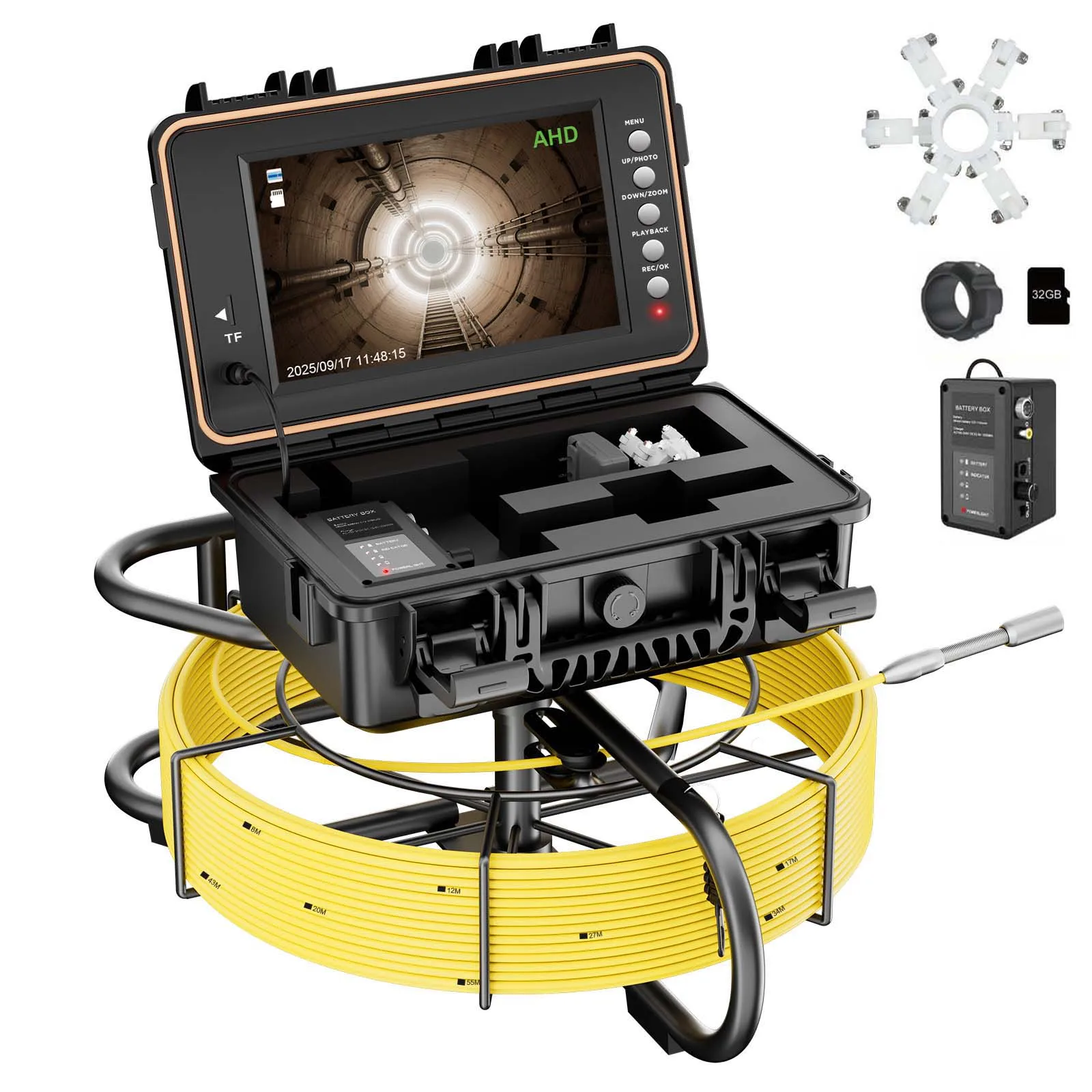 1080P Self-Leveling 512Hz 7mm Cable Waterproof Video Plumbing Industrial Pipe Drain Pipeline Sewer Inspection
1080P Self-Leveling 512Hz 7mm Cable Waterproof Video Plumbing Industrial Pipe Drain Pipeline Sewer Inspection