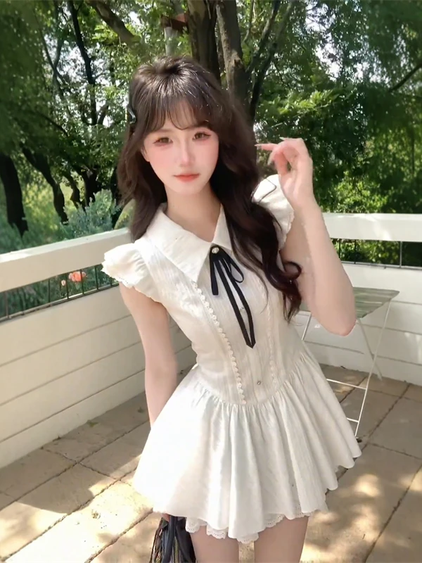 Sweet Style White Puffy Sleeve Waist Cinched Dress Women Summer Princess Short Skirt High Waist A-Line Dress Collar
Sweet Style White Puffy Sleeve Waist Cinched Dress Women Summer Princess Short Skirt High Waist A-Line Dress Collar