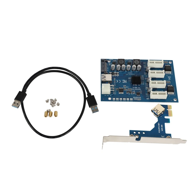 PCI-E X1 To 4PCI-E X16 Expansion Kit 1 To 4 Port PCI Express Switch Multiplier HUB 6Pin Sata USB Riser Card for BTC Miner Mining
PCI-E X1 To 4PCI-E X16 Expansion Kit 1 To 4 Port PCI Express Switch Multiplier HUB 6Pin Sata USB Riser Card for BTC Miner Mining