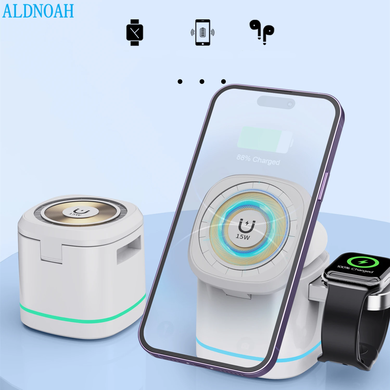 15W 3 In 1 Magnetic Wireless Charger Stand for iPone 14 Plus 13 12 Pro Max Airpods Pro Apple Watch 8 7 6 5 Fast Charging Station
15W 3 In 1 Magnetic Wireless Charger Stand for iPone 14 Plus 13 12 Pro Max Airpods Pro Apple Watch 8 7 6 5 Fast Charging Station