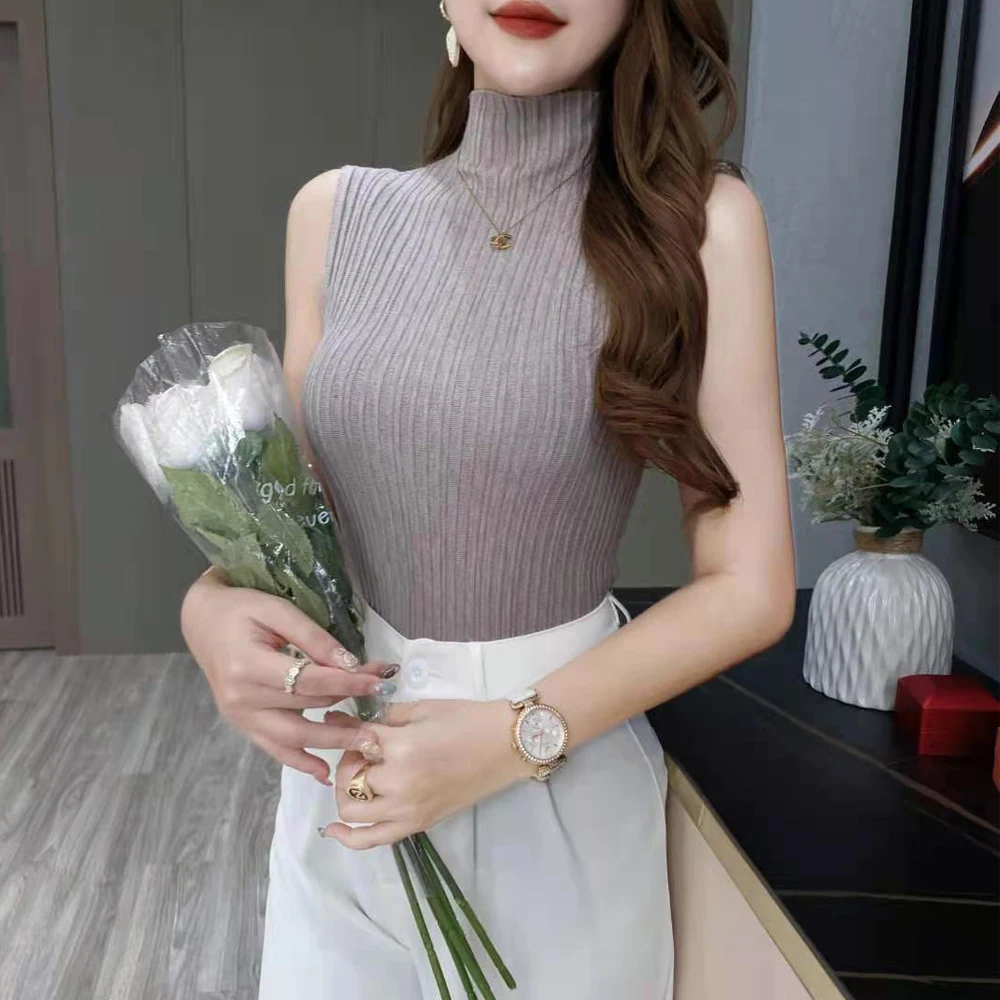 Tank Top Women Size S-2XL Elastic Slim Sleeveless Blouse High Neck Knitted Blouse T Shirt Woman Clothes Womens Tops And Blouses
Tank Top Women Size S-2XL Elastic Slim Sleeveless Blouse High Neck Knitted Blouse T Shirt Woman Clothes Womens Tops And Blouses