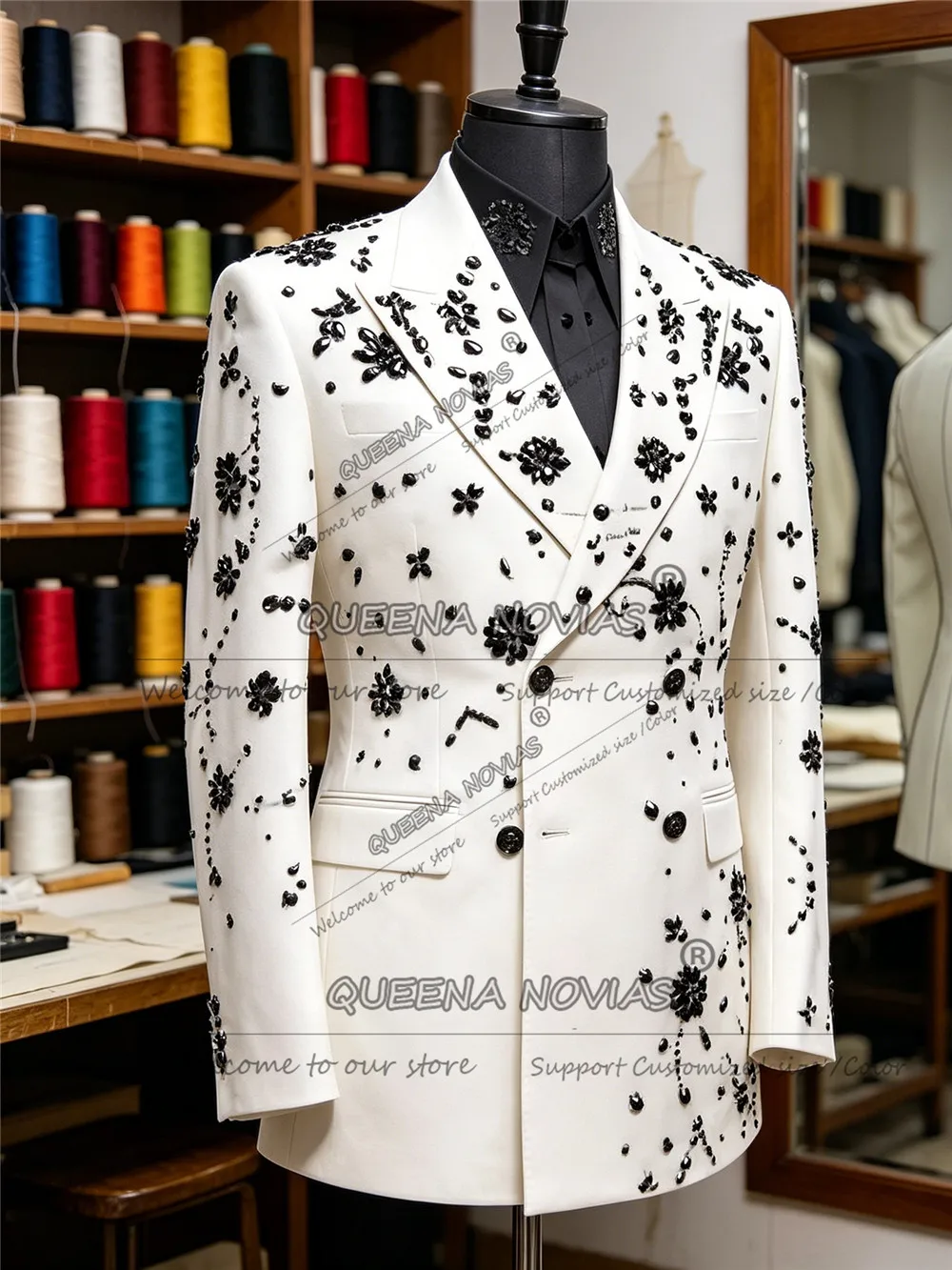 Exclusive Suit Man For Wedding Black Diamond Beaded Prom Tuxedos Customized Doubel Breasted Jacket Pants 2 Pieces Groom Outfits
Exclusive Suit Man For Wedding Black Diamond Beaded Prom Tuxedos Customized Doubel Breasted Jacket Pants 2 Pieces Groom Outfits