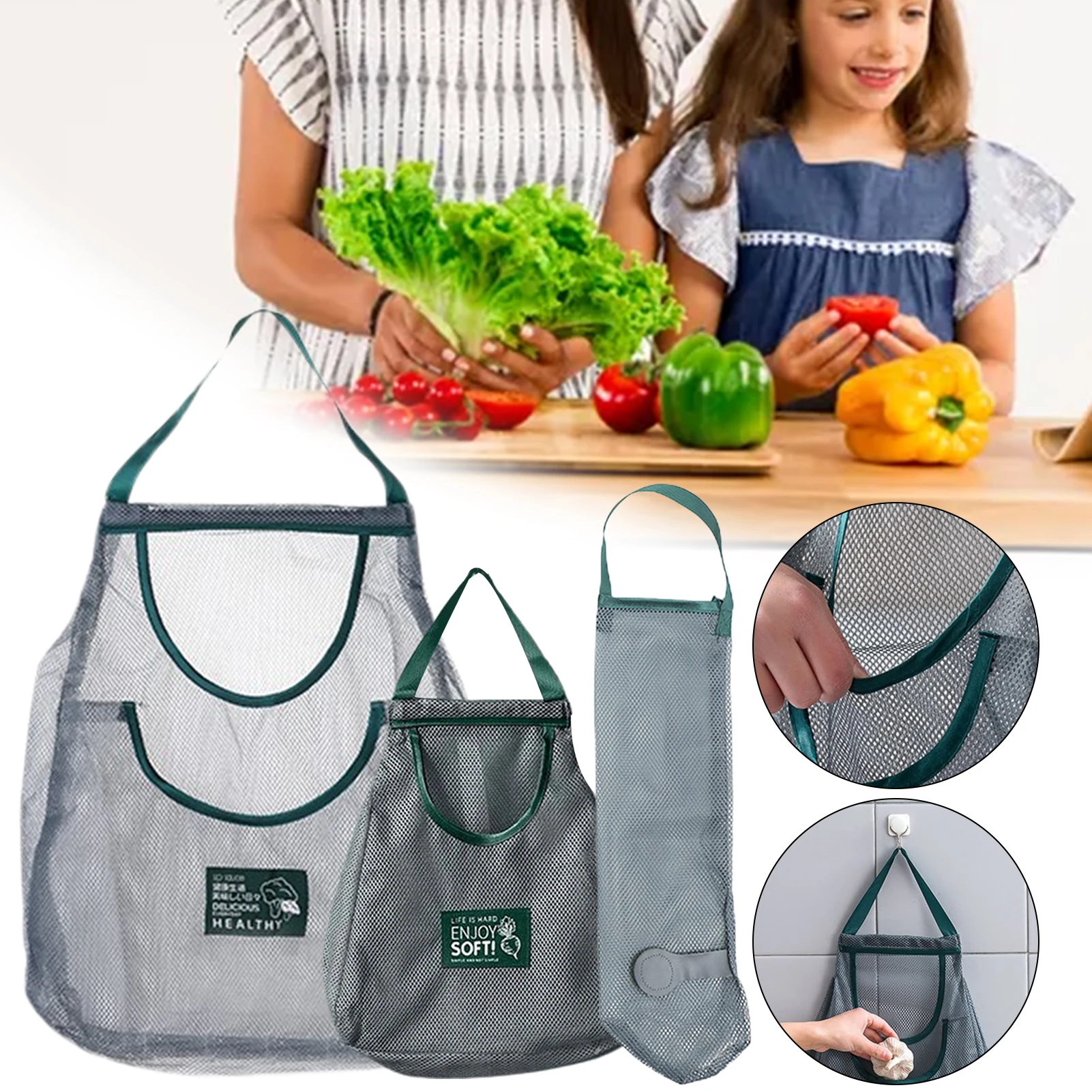 Hanging Vegetables & Fruit Storage Bags for Kitchen Breathable Reusable Mesh Bag Portable Shopping Handbag for Toys
Hanging Vegetables & Fruit Storage Bags for Kitchen Breathable Reusable Mesh Bag Portable Shopping Handbag for Toys