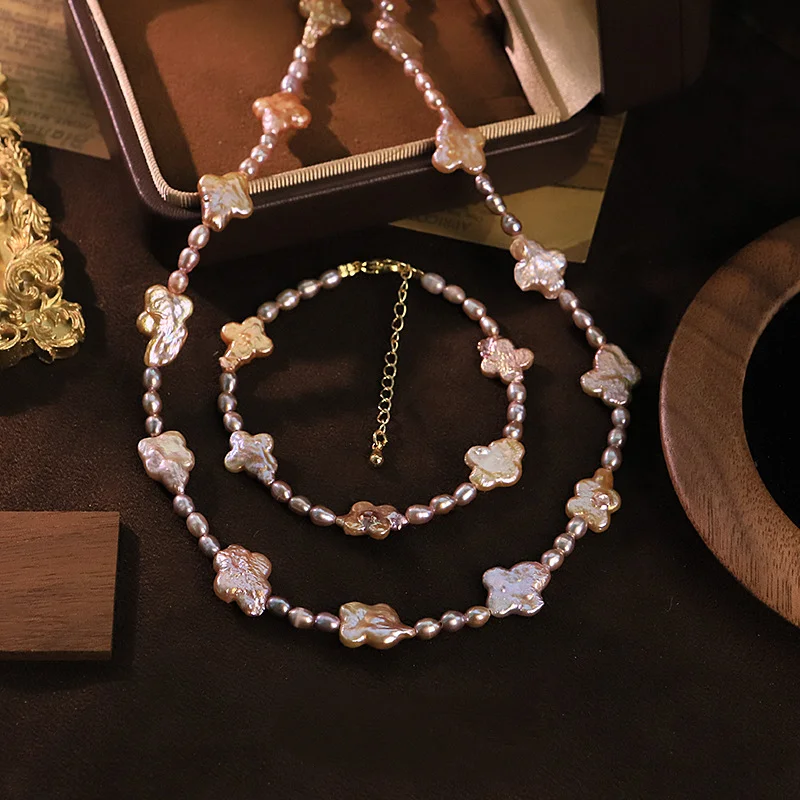 Luxury Purple Flower Baroque Pearl Jewelry Set Ladies Necklace Bracelet Fashion Casual Party Wedding Elegant Matching Gifts
Luxury Purple Flower Baroque Pearl Jewelry Set Ladies Necklace Bracelet Fashion Casual Party Wedding Elegant Matching Gifts