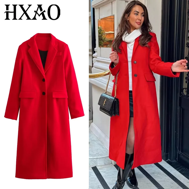 HXAO зимние пальто женские 2024, красные длинные пальто для женщин, осеннее пальто из искусственной шерсти, повседневное пальто с длинными рукавами, элегантное женское пальто
HXAO зимние пальто женские 2024, красные длинные пальто для женщин, осеннее пальто из искусственной шерсти, повседневное пальто с длинными рукавами, элегантное женское пальто