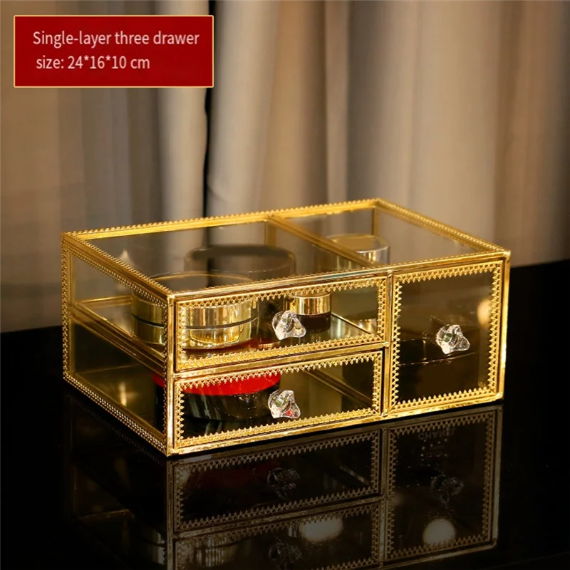 【HOT】3 Drawer Organizer Elegant Vanity Storage With Touch Of Gold, Great For Lipsticks And Brushes, Clear Visibility
【HOT】3 Drawer Organizer Elegant Vanity Storage With Touch Of Gold, Great For Lipsticks And Brushes, Clear Visibility