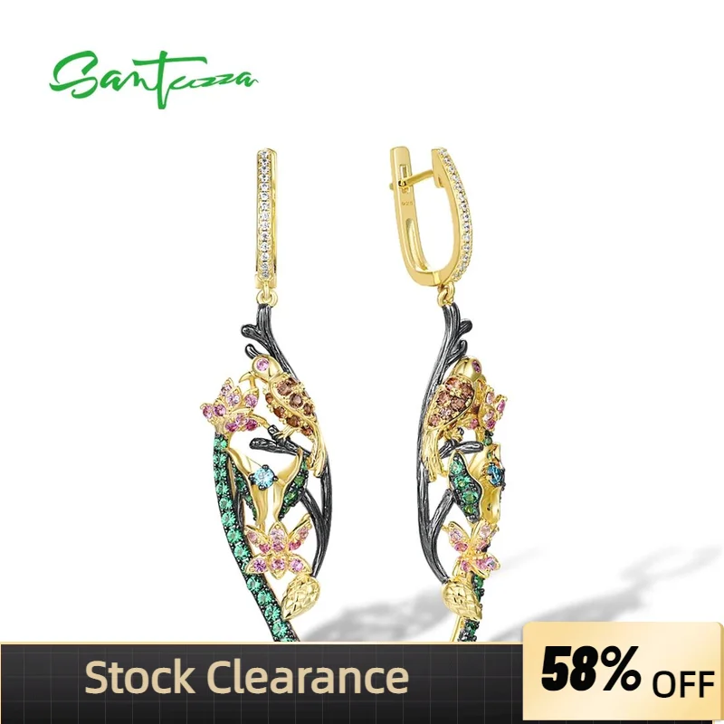 SANTUZZA Pure 925 Sterling Silver Earrings For Women Sparkling Colorful Stones Bird Flower Dangling Earrings Party Fine Jewelry
SANTUZZA Pure 925 Sterling Silver Earrings For Women Sparkling Colorful Stones Bird Flower Dangling Earrings Party Fine Jewelry