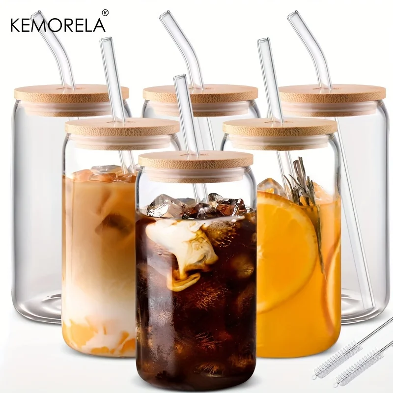 KEMORELA 6PCS Glass Cups with Bamboo Lids and Glass Straw - Beer Can Shaped Glasses 380ML Iced Coffee Glasses for Boba Tea
KEMORELA 6PCS Glass Cups with Bamboo Lids and Glass Straw - Beer Can Shaped Glasses 380ML Iced Coffee Glasses for Boba Tea