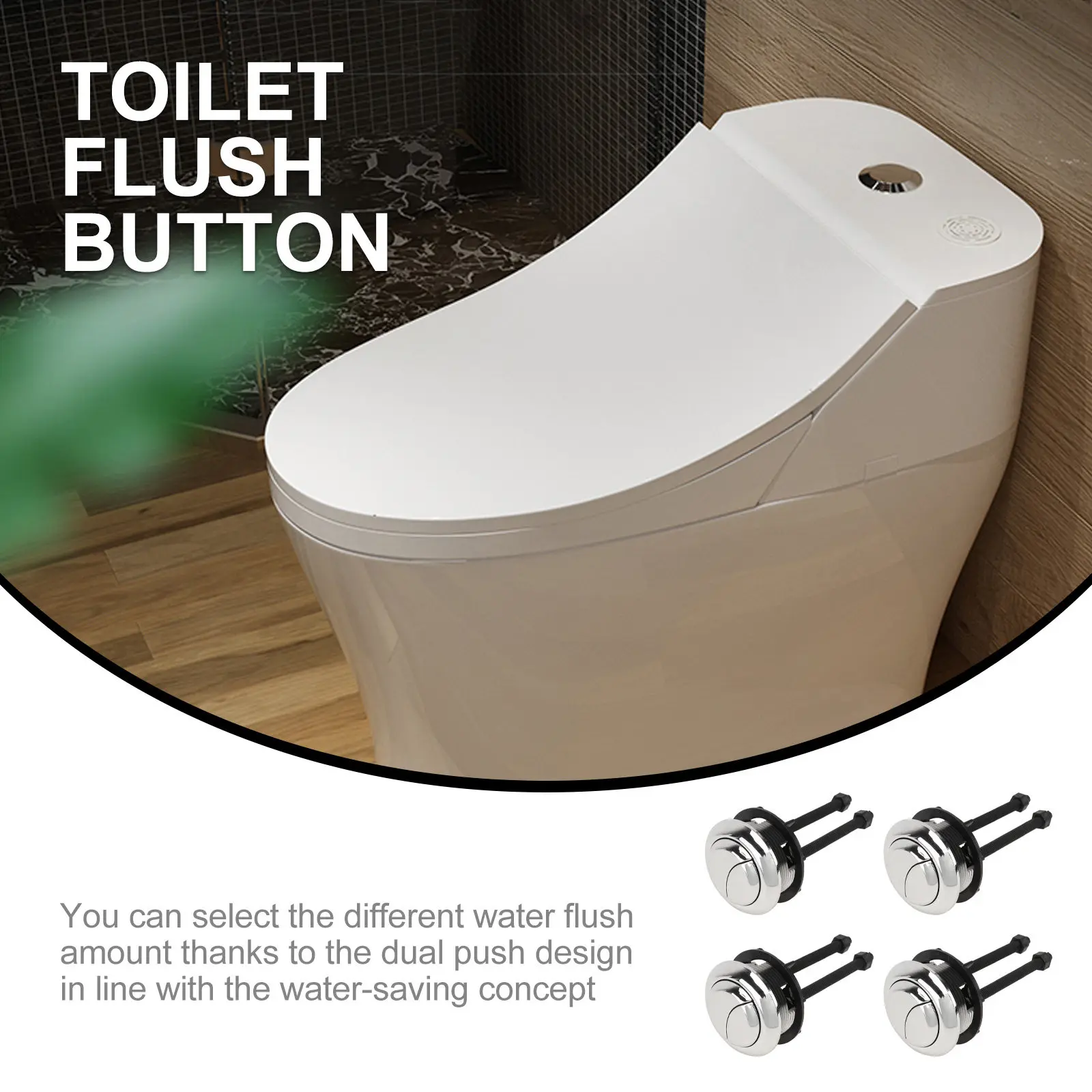 4Pcs Toilet Water Tank Push Button Dual Flush Design Round Head 48Mm Hole Compatible Flush Button Replacement High Shine
4Pcs Toilet Water Tank Push Button Dual Flush Design Round Head 48Mm Hole Compatible Flush Button Replacement High Shine