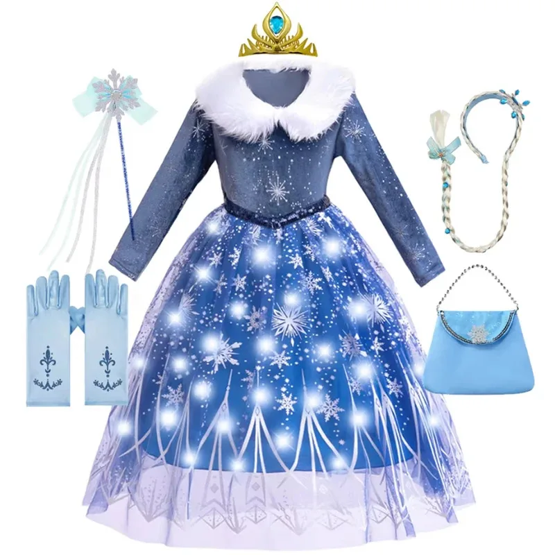Winter Elsa Costume for Girl Elza Dress Children Cosplay Outfit Snow Queen Princess LED Up Halloween Birthday Party Gown
Winter Elsa Costume for Girl Elza Dress Children Cosplay Outfit Snow Queen Princess LED Up Halloween Birthday Party Gown