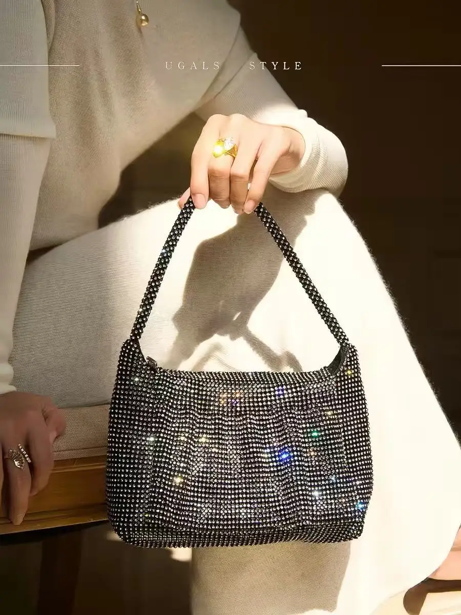 Fashion Pleated Glitter Diamond Banquet Bag Luxury Rhinestones Women Handbag Wedding Party Clutch Purse Shoulder Crossbody Bag
Fashion Pleated Glitter Diamond Banquet Bag Luxury Rhinestones Women Handbag Wedding Party Clutch Purse Shoulder Crossbody Bag