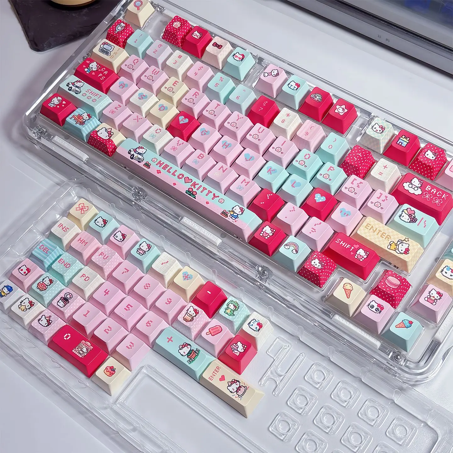 Anime Sanrio Pink Cute Hello Kitty Five Side Dye Sublimation Keycaps Compatible with Mechanical Keyboard Replacement Keys Kawaii
Anime Sanrio Pink Cute Hello Kitty Five Side Dye Sublimation Keycaps Compatible with Mechanical Keyboard Replacement Keys Kawaii