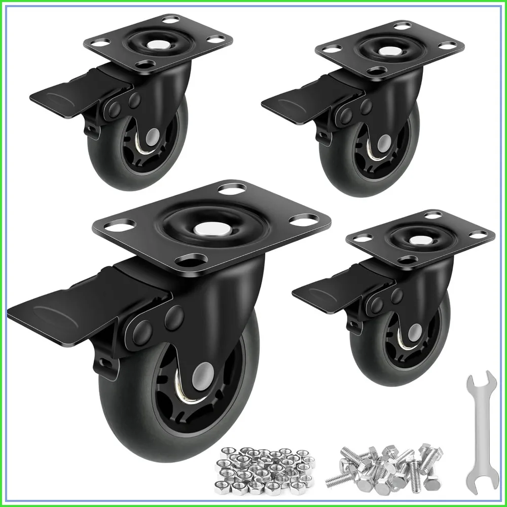 3" Heavy Duty Casters Set of 4, Max Load 2000LBS, Quiet Soft Wheels, Protect Floors
3" Heavy Duty Casters Set of 4, Max Load 2000LBS, Quiet Soft Wheels, Protect Floors
