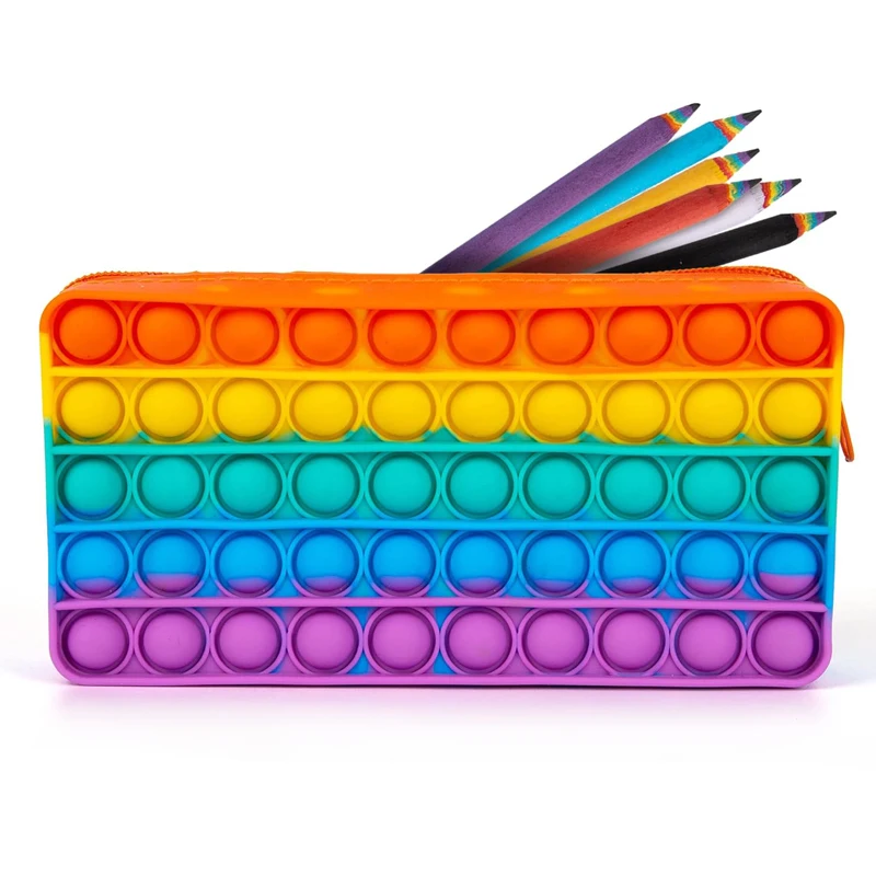 Радужный пенал с пузырьками, силиконовая сумка для хранения канцелярских принадлежностей, СДВГ, сенсорные игрушки для детей, подарки для декомпрессии для мальчиков и девочек
Радужный пенал с пузырьками, силиконовая сумка для хранения канцелярских принадлежностей, СДВГ, сенсорные игрушки для детей, подарки для декомпрессии для мальчиков и девочек