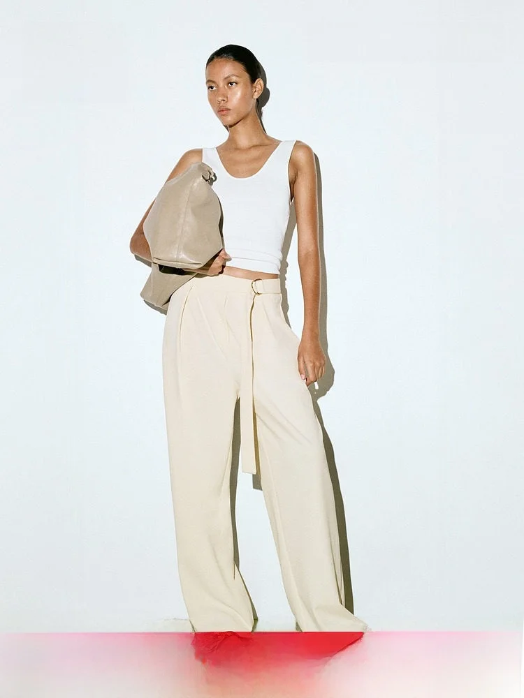 H&M Women's Loose Straight Leg Trousers Fashionable Summer Pants with Belt High Waist Polyester Spandex Casual Wear
H&M Women's Loose Straight Leg Trousers Fashionable Summer Pants with Belt High Waist Polyester Spandex Casual Wear