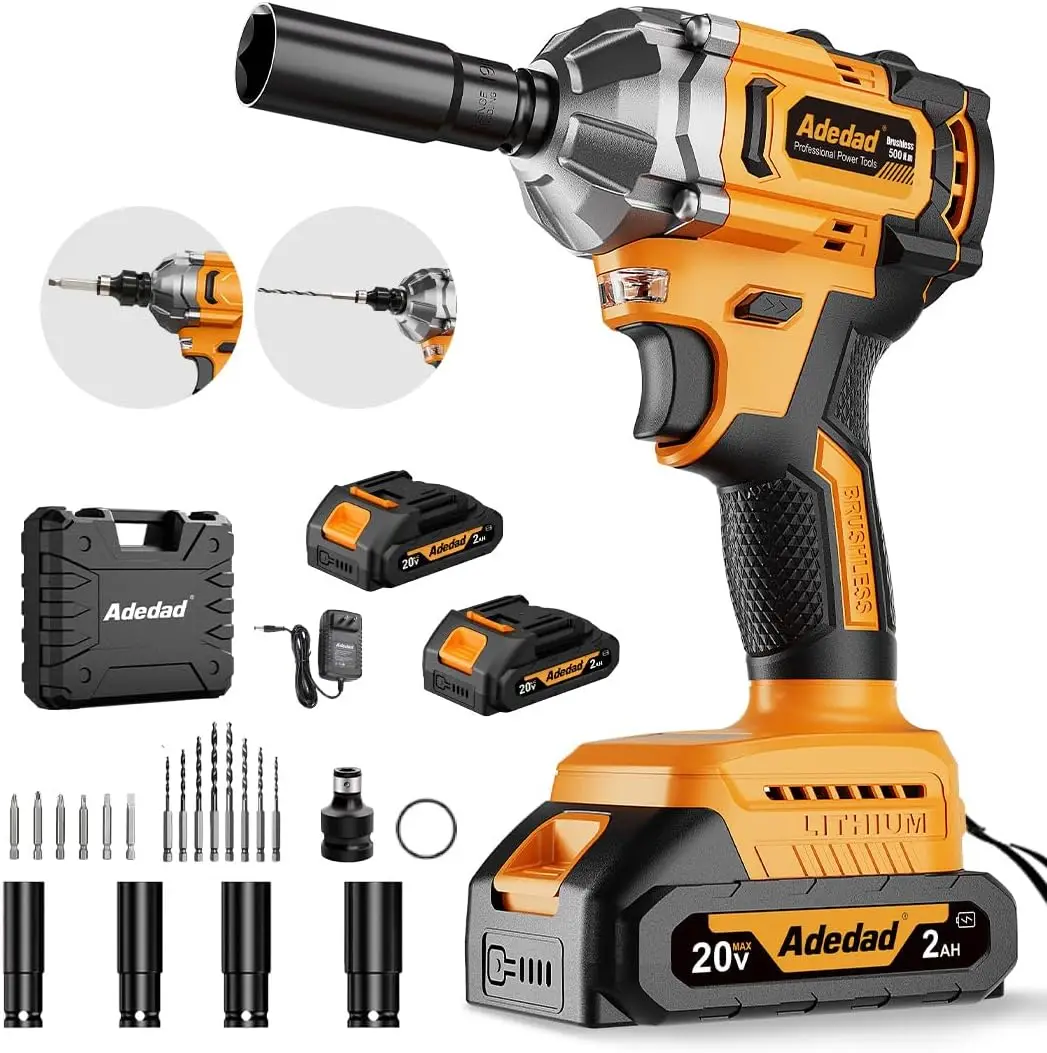 500N.m Cordless Impact Wrench Kit with 2 Batteries, Drill Bits & Accessories for Auto Repair and DIY Projects
500N.m Cordless Impact Wrench Kit with 2 Batteries, Drill Bits & Accessories for Auto Repair and DIY Projects