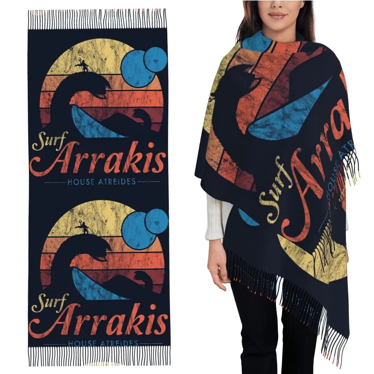 Visit Arrakis Distressed Surf Dune Sci Fi Шарф Шарфы с кисточками для женщин Мягкие теплые шали и накидки Длинная осенне-зимняя шаль
Visit Arrakis Distressed Surf Dune Sci Fi Шарф Шарфы с кисточками для женщин Мягкие теплые шали и накидки Длинная осенне-зимняя шаль