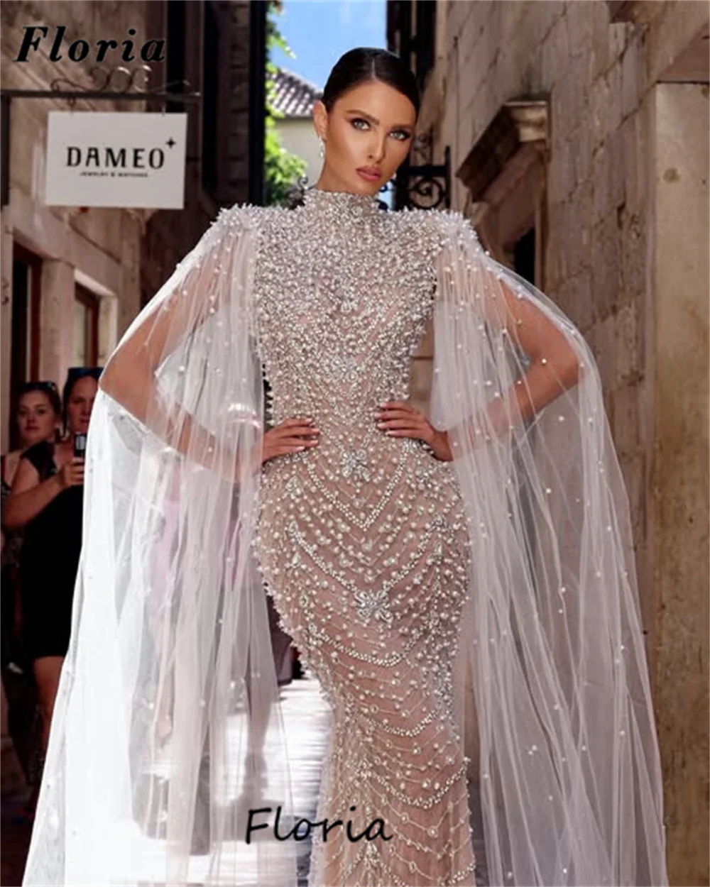 Abendkleider Pearls Evening Dresses Luxury Cape Long Sleeves Formal Occasion Dress Slim Mermaid Bridal Party Gowns Customized
Abendkleider Pearls Evening Dresses Luxury Cape Long Sleeves Formal Occasion Dress Slim Mermaid Bridal Party Gowns Customized