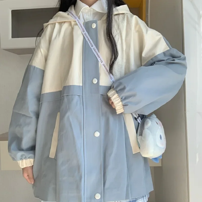 Autumn Kawaii Oversized Coats New Loose Casual Fashion Women Jacket Harajuku Stitching Hooded Windbreaker Preppy Style Jackets
Autumn Kawaii Oversized Coats New Loose Casual Fashion Women Jacket Harajuku Stitching Hooded Windbreaker Preppy Style Jackets