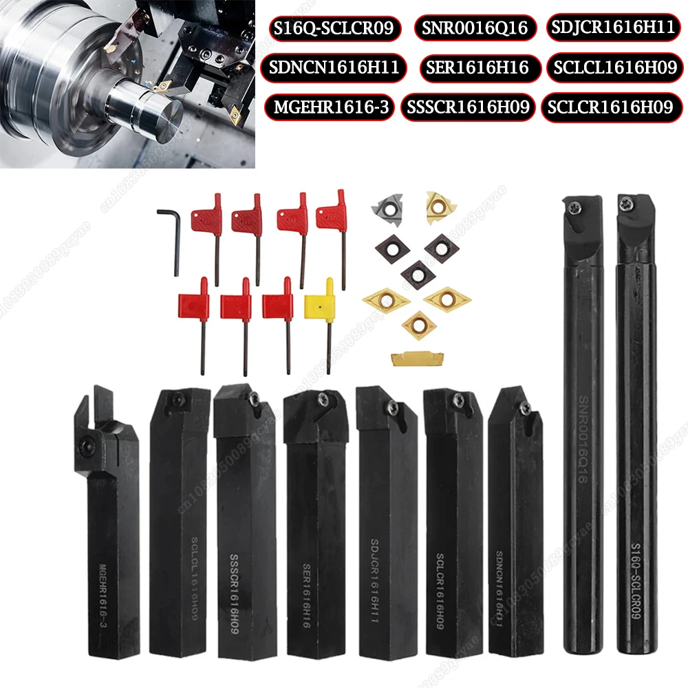 9Pcs 16mm Shank Lathe Boring Bar Turning Tool Holder Set With Carbide Inserts Lathe Metal Cutter Wood CNC Machine Tools New
9Pcs 16mm Shank Lathe Boring Bar Turning Tool Holder Set With Carbide Inserts Lathe Metal Cutter Wood CNC Machine Tools New