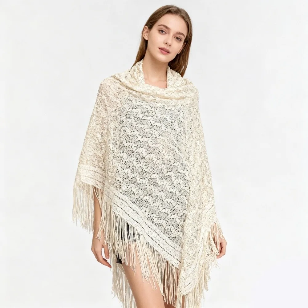 Versatile 140×140cm Lace Shawl Hollowed-out Design Breathable Tassel Shawl Elegant Evening Gown Shawl for Women
Versatile 140×140cm Lace Shawl Hollowed-out Design Breathable Tassel Shawl Elegant Evening Gown Shawl for Women