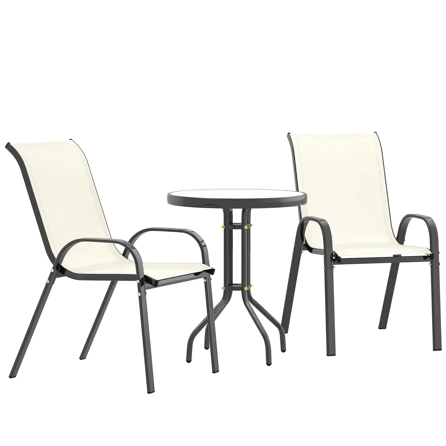 3pc Stackable Mesh High Back Bistro Set Glass Top Table Outdoor Patio Furniture for Backyard Balcony Garden, Customized
3pc Stackable Mesh High Back Bistro Set Glass Top Table Outdoor Patio Furniture for Backyard Balcony Garden, Customized