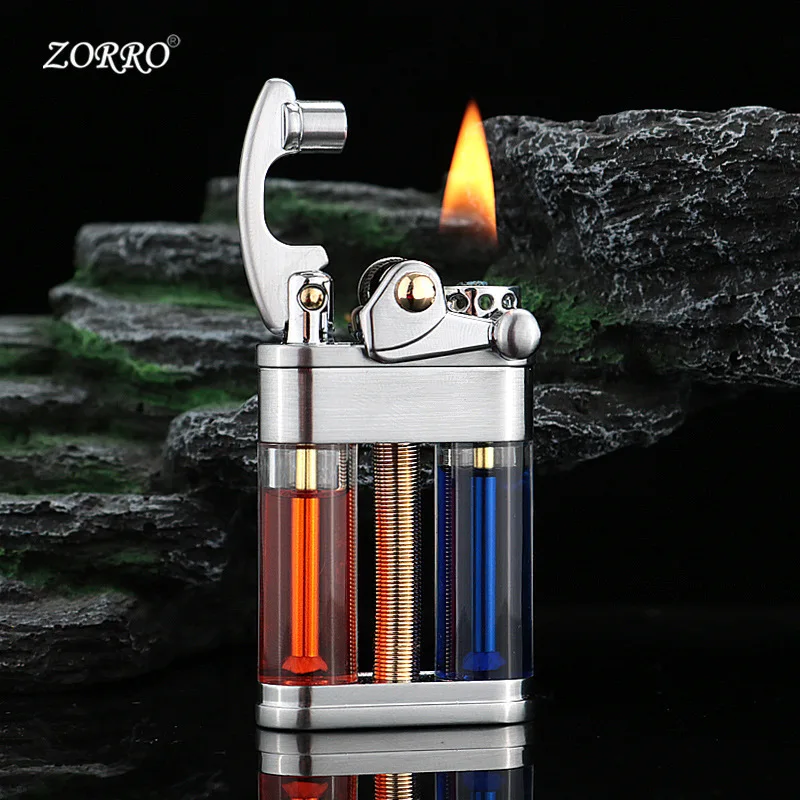 Zorro Rocker Arm oil Lighter, Creative Two Transparent Fuel Tank Portable Retro Grinding Wheel Cigarette Lighter Men's Gift
Zorro Rocker Arm oil Lighter, Creative Two Transparent Fuel Tank Portable Retro Grinding Wheel Cigarette Lighter Men's Gift