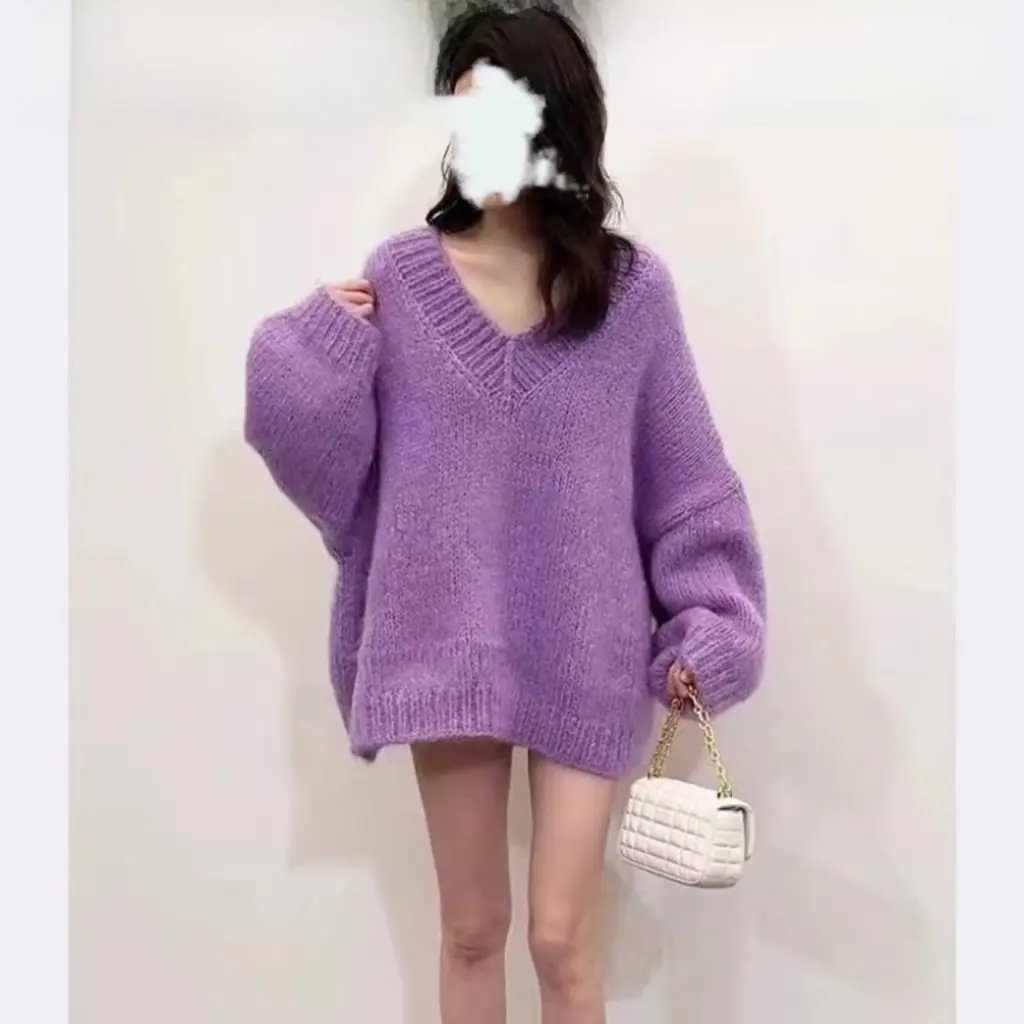 Women's Loose V-Neck Sweater Top Love Study Travel Meng Yao Taro Purple Same Style Lazy Fashionable Casual Knitwear
Women's Loose V-Neck Sweater Top Love Study Travel Meng Yao Taro Purple Same Style Lazy Fashionable Casual Knitwear