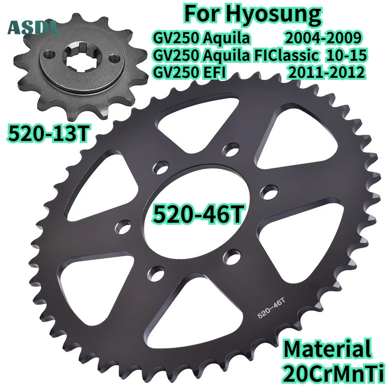 Motorcycle Front and Rear Sprocket For Hyosung GV250 Aquila 2004-2009 GV 250 Aquila FI Classic EFI 2010-2015 Motorcycle Parts
Motorcycle Front and Rear Sprocket For Hyosung GV250 Aquila 2004-2009 GV 250 Aquila FI Classic EFI 2010-2015 Motorcycle Parts
