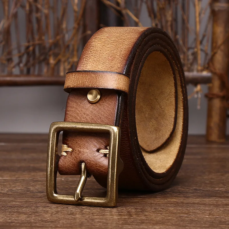 Retro fashion personality distressed pure cowhide belt men's genuine leather copper buckle denim belt
Retro fashion personality distressed pure cowhide belt men's genuine leather copper buckle denim belt