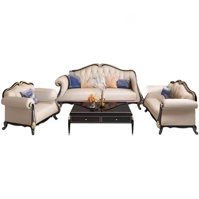 Leather sofa, light luxury living room 123 combination solid wood, simple villa European sofa furniture
Leather sofa, light luxury living room 123 combination solid wood, simple villa European sofa furniture