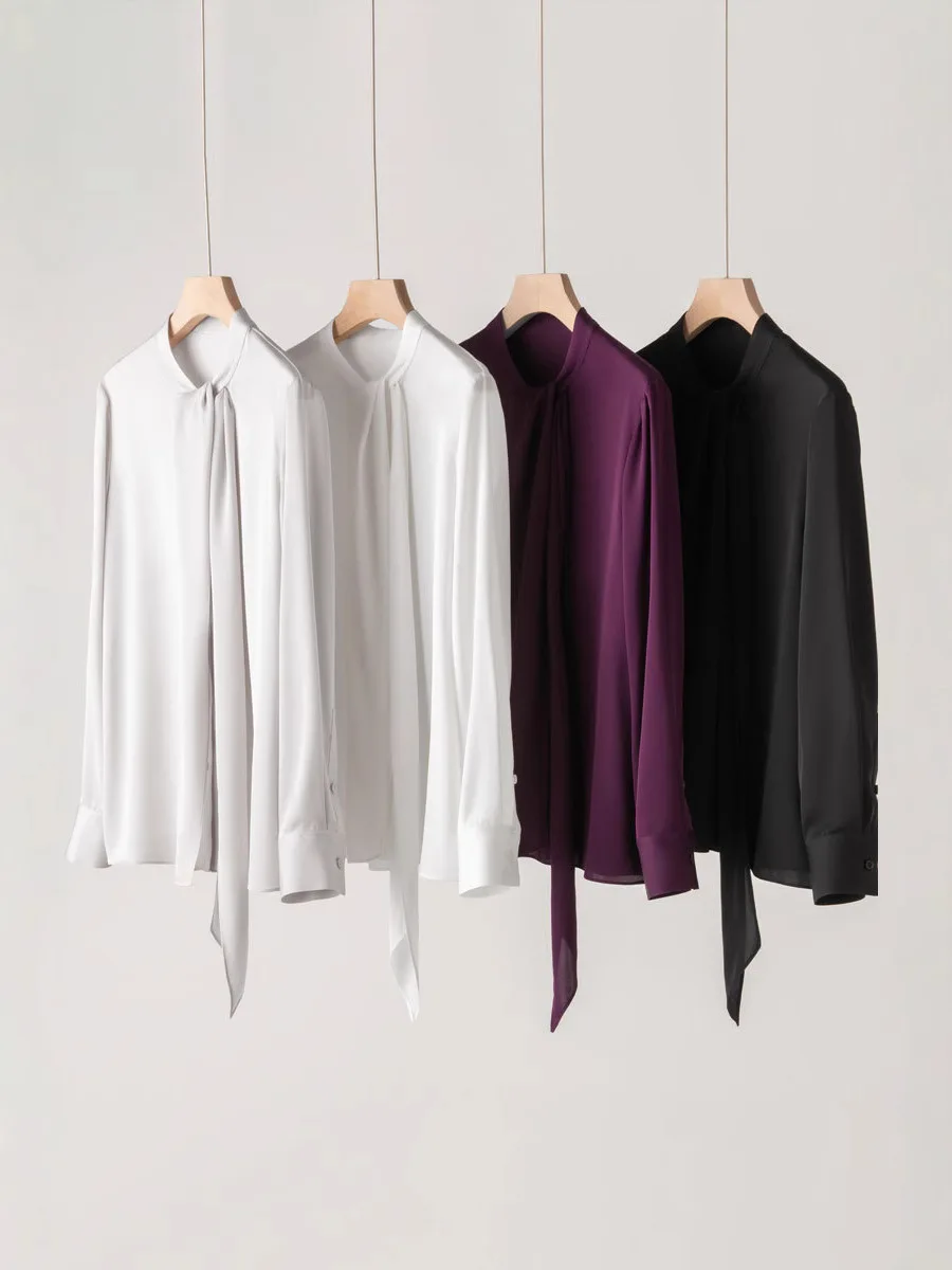 Birdsky, 1PC Women long sleeve Shirts Top Blouses office lady belt collar button 93% Mulberry Silk 7% Spandex 4 colors. S-1018
Birdsky, 1PC Women long sleeve Shirts Top Blouses office lady belt collar button 93% Mulberry Silk 7% Spandex 4 colors. S-1018