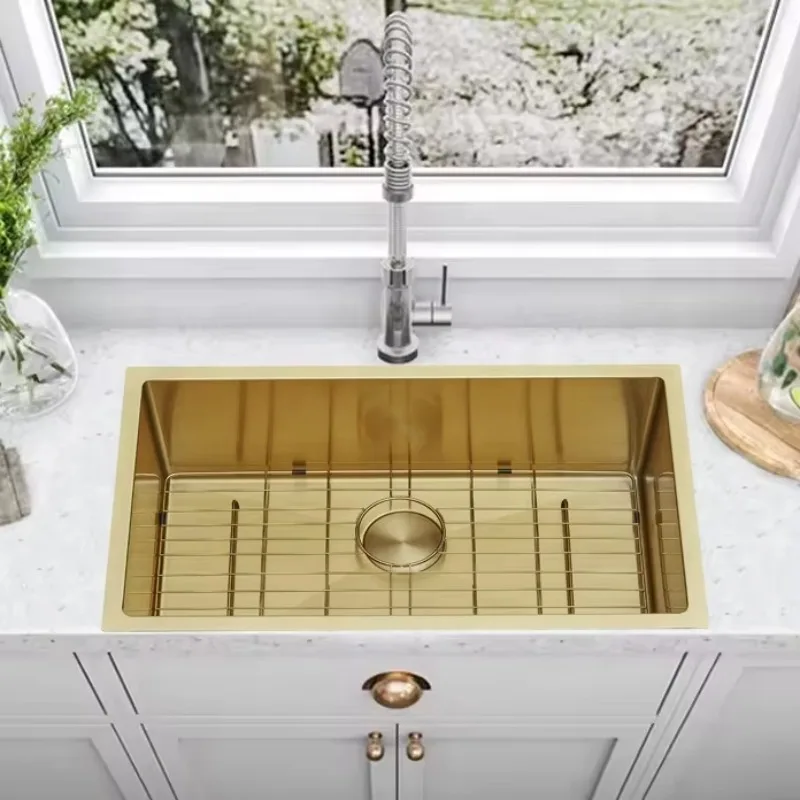 Gold 30x18 Inch Modern Stainless Steel Small Corner Kitchen Wash Basin for Home & Hotel, Fregadero De Cocina with Storage
Gold 30x18 Inch Modern Stainless Steel Small Corner Kitchen Wash Basin for Home & Hotel, Fregadero De Cocina with Storage
