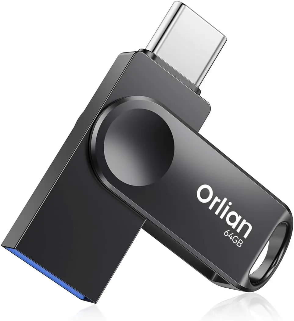 64GB USB C Flash Drive Dual USB 3.0 Type-C & USB-A up to 110MB/S Metal Waterproof Swivel Design for Phone Android Tablet iPhone 15/16 Computer PC Black
64GB USB C Flash Drive Dual USB 3.0 Type-C & USB-A up to 110MB/S Metal Waterproof Swivel Design for Phone Android Tablet iPhone 15/16 Computer PC Black