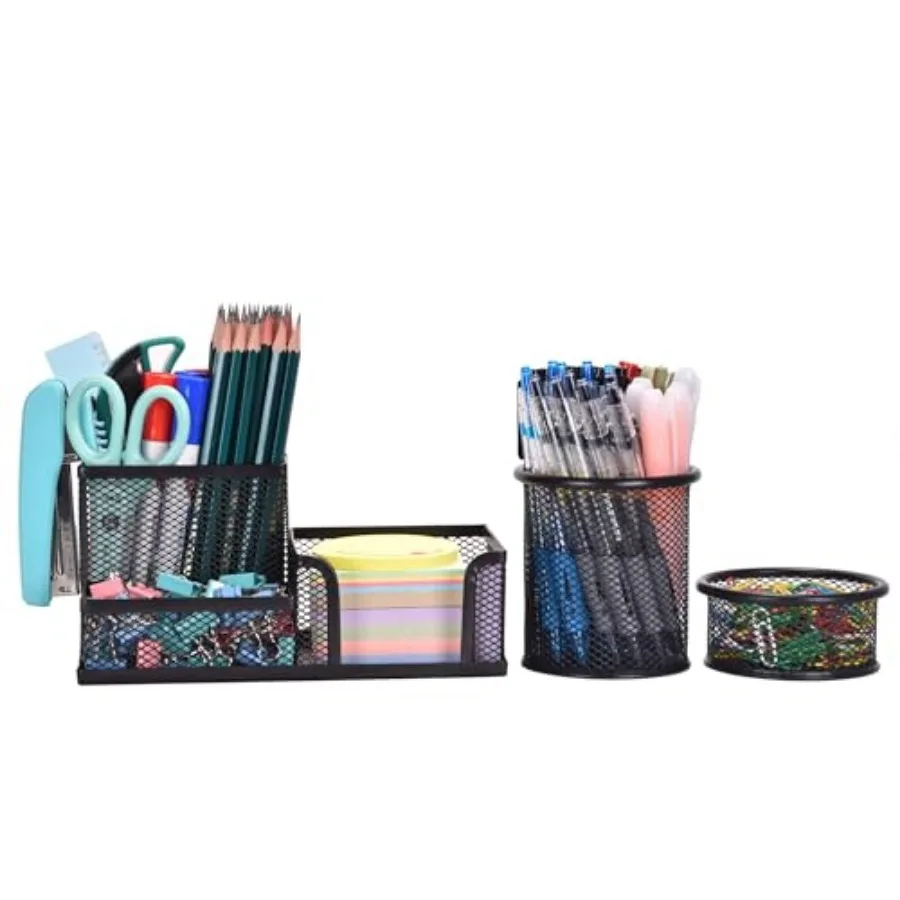 Mesh Desk Organizer Set of 3 Pen Holder Office Desk Accessories with Pencil Holder Sticky Note Holder Pencil Cup and Paperclips
Mesh Desk Organizer Set of 3 Pen Holder Office Desk Accessories with Pencil Holder Sticky Note Holder Pencil Cup and Paperclips