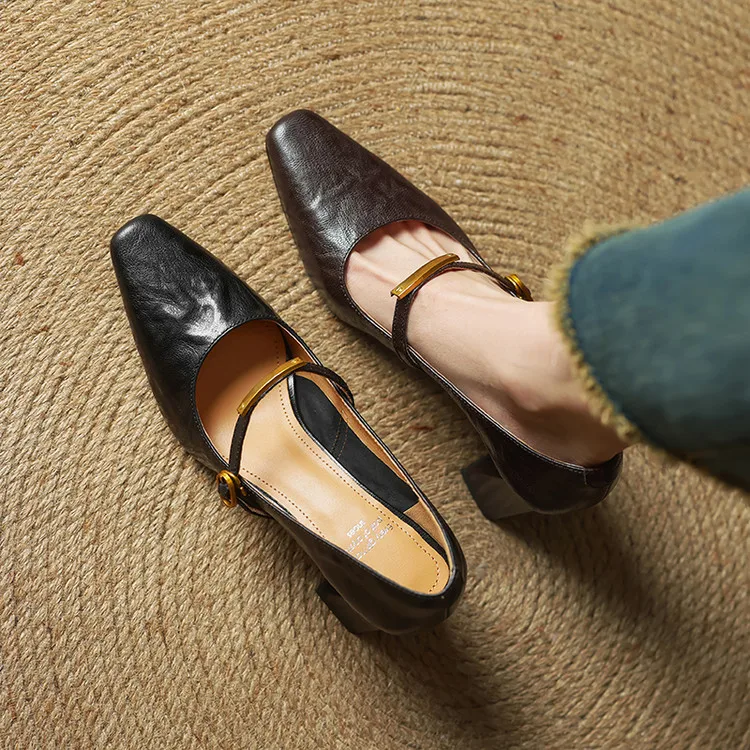 Brown Real Leather Single Shoes Metal Decor Mary Jeans Spring Women Pumps 7cm Square High Heels Black Formal Dress Sapato Mujer
Brown Real Leather Single Shoes Metal Decor Mary Jeans Spring Women Pumps 7cm Square High Heels Black Formal Dress Sapato Mujer